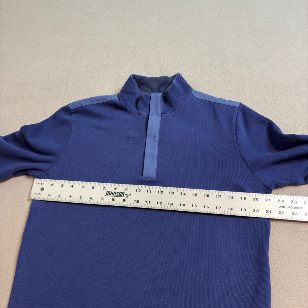 BOSS Hugo Boss Men Medium Blue 100% Cotton Quarter Zip Pullover Sweater Knit - Picture 8 of 10